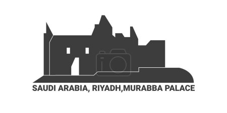 Illustration for Saudi Arabia, Riyadh,Murabba Palace, travel landmark line vector illustration - Royalty Free Image