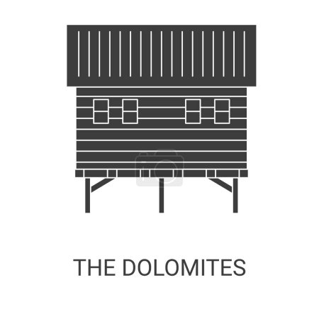 Illustration for Italy, The Dolomites, House travel landmark line vector illustration - Royalty Free Image