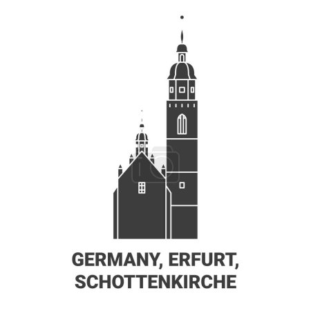 Illustration for Germany, Erfurt, Schottenkirche travel landmark line vector illustration - Royalty Free Image