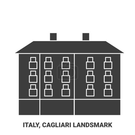Illustration for Italy, Cagliari, Travels Landsmark travel landmark line vector illustration - Royalty Free Image