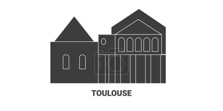 Téléchargez les illustrations : France, Toulouse illustration vectorielle de ligne historique de voyage - en licence libre de droit