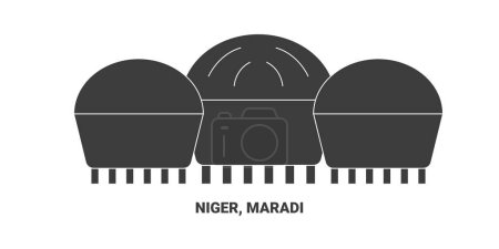 Téléchargez les illustrations : Niger, Maradi, illustration vectorielle de ligne de repère de voyage - en licence libre de droit