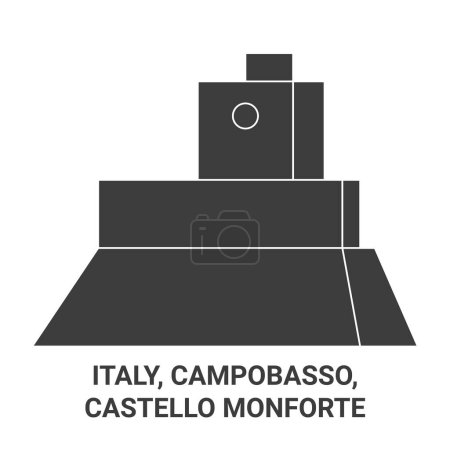 Téléchargez les illustrations : Italie, Campobasso, Castello Monforte illustration vectorielle de ligne de voyage - en licence libre de droit