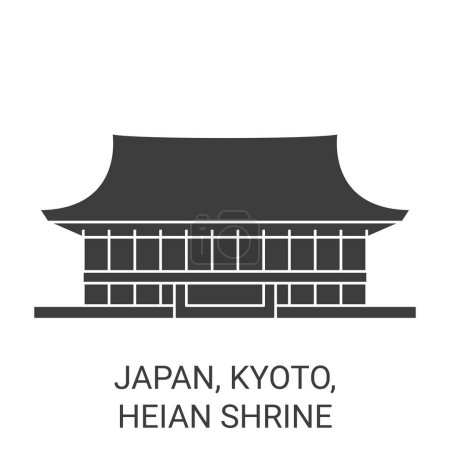 Téléchargez les illustrations : Japon, Kyoto, Heian Shrine Voyage illustration vectorielle ligne historique - en licence libre de droit