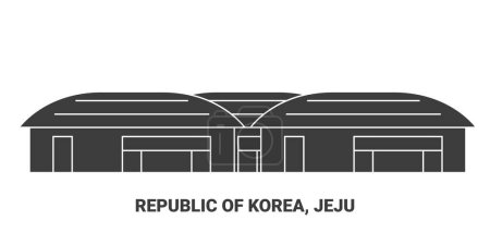Illustration for Republic Of Korea, Jeju travel landmark line vector illustration - Royalty Free Image