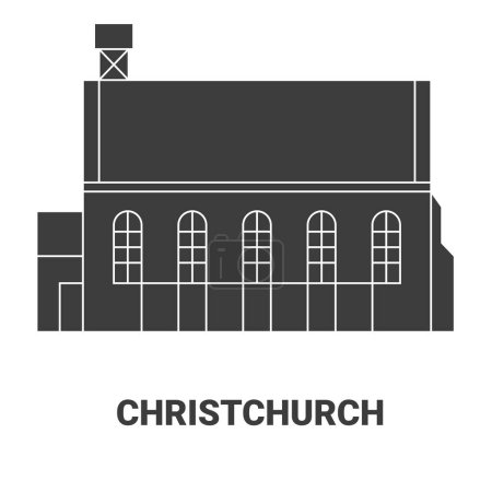 Illustration for New Zealand, Christchurch travel landmark line vector illustration - Royalty Free Image