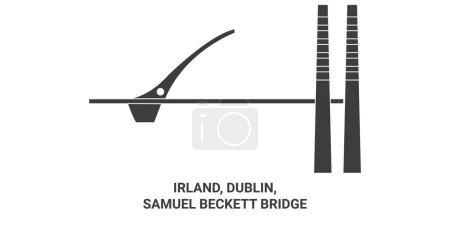 Illustration for Irland, Dublin, Samuel Beckett Bridge travel landmark line vector illustration - Royalty Free Image