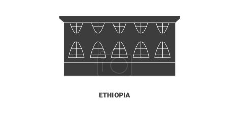 Téléchargez les illustrations : Illustration vectorielle de ligne de voyage Ethiopie - en licence libre de droit