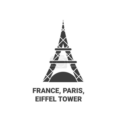 Illustration for France, Paris, Eiffel Tower travel landmark line vector illustration - Royalty Free Image