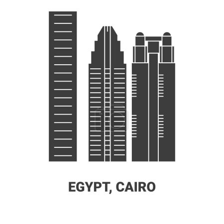 Téléchargez les illustrations : Égypte, Le Caire illustration vectorielle de ligne de voyage historique - en licence libre de droit
