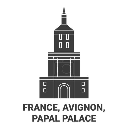 Illustration for France, Avignon, Papal Palace, travel landmark line vector illustration - Royalty Free Image