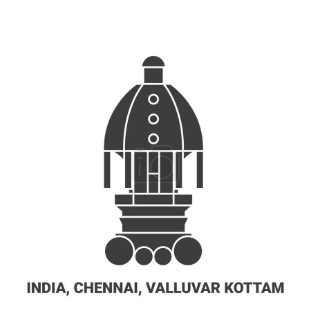 Illustration for India, Chennai, Valluvar Kottam travel landmark line vector illustration - Royalty Free Image