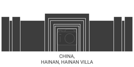 Ilustración de China, Hainan, Hainan Villa recorrido hito línea vector ilustración - Imagen libre de derechos
