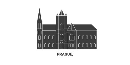 Illustration for Czech Republic, Prague travel landmark line vector illustration - Royalty Free Image