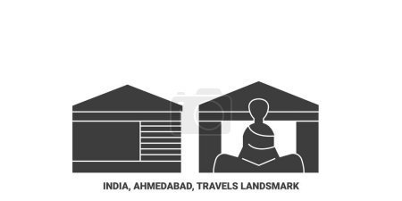 Illustration for India, Ahmedabad, Travels Landsmark travel landmark line vector illustration - Royalty Free Image