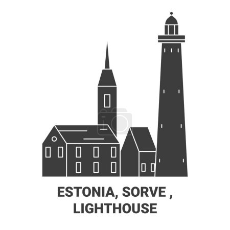 Ilustración de Estonia, Sorve, Faro de viaje hito línea vector ilustración - Imagen libre de derechos