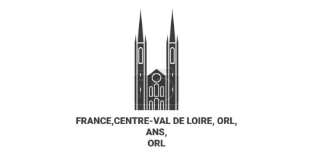 Ilustración de Francia, Centreval De Loire, Orl, Ans, Orlans Catedral de viaje hito línea vector ilustración - Imagen libre de derechos