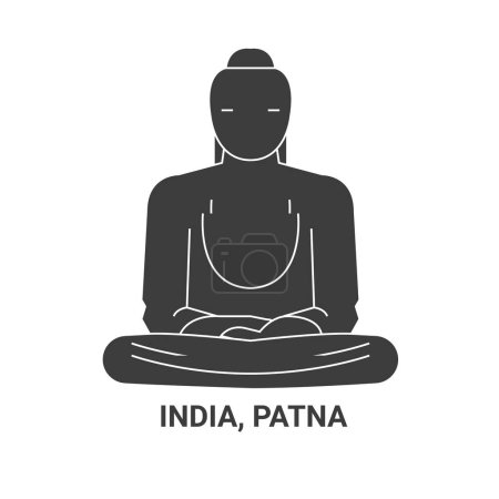 Téléchargez les illustrations : Illustration vectorielle de ligne de voyage Inde, Patna - en licence libre de droit