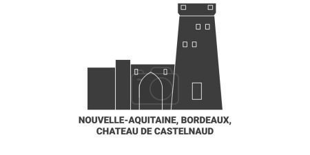 Illustration for France, Nouvelleaquitaine, Bordeaux, Chateau De Castelnaud travel landmark line vector illustration - Royalty Free Image