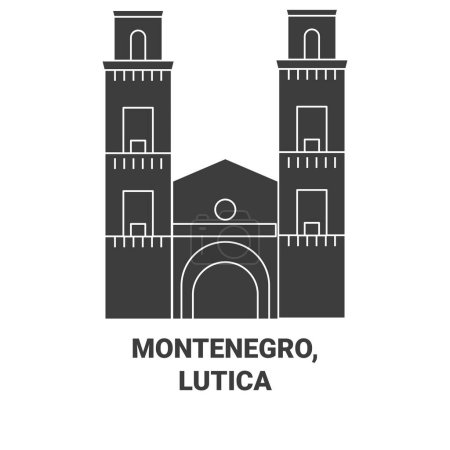 Illustration for Montenegro, Lutica travel landmark line vector illustration - Royalty Free Image