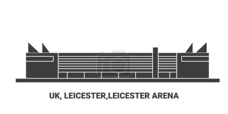 Téléchargez les illustrations : Angleterre, Leicester, Leicester Arena voyages illustration vectorielle de ligne historique - en licence libre de droit