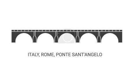 Illustration for Italy, Rome, Ponte Santangelo, travel landmark line vector illustration - Royalty Free Image