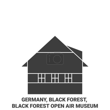 Illustration for Germany, Black Forest, Black Forest Open Air Museum travel landmark line vector illustration - Royalty Free Image