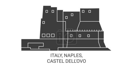 Ilustración de Italia, Nápoles, Castel Dellovo recorrido hito línea vector ilustración - Imagen libre de derechos