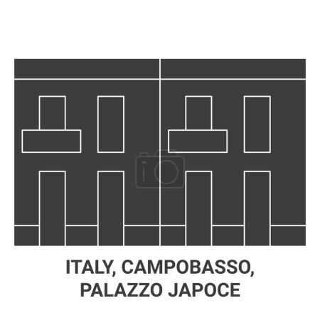 Téléchargez les illustrations : Italie, Campobasso, Palazzo Japoce voyages illustration vectorielle de ligne historique - en licence libre de droit