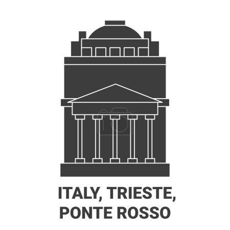 Illustration for Italy, Trieste, Ponte Rosso travel landmark line vector illustration - Royalty Free Image