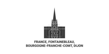 Téléchargez les illustrations : France, Fontainebleau, Bourgognefranchecomt, Dijon illustration vectorielle de ligne de voyage - en licence libre de droit