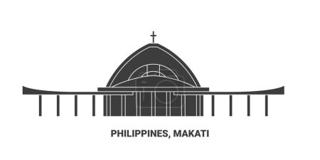 Illustration for Philippines, Makati travel landmark line vector illustration - Royalty Free Image