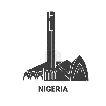 Ilustración de Nigeria viaje hito línea vector ilustración - Imagen libre de derechos