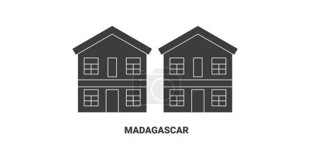 Ilustración de Madagascar viaje hito línea vector ilustración - Imagen libre de derechos