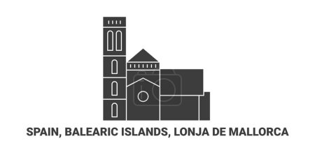 Illustration for Spain, Balearic Islands, Lonja De Mallorca, travel landmark line vector illustration - Royalty Free Image