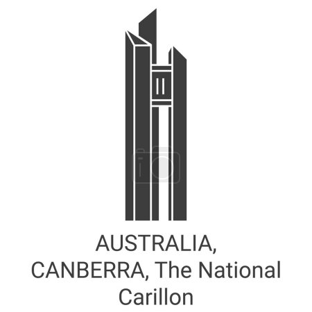 Illustration for Australia, Canberra, The National Carillon travel landmark line vector illustration - Royalty Free Image