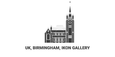 Téléchargez les illustrations : Angleterre, Birmingham, Ikon Gallery, illustration vectorielle de ligne de repère de voyage - en licence libre de droit