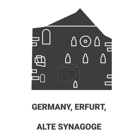 Téléchargez les illustrations : Allemagne, Erfurt, Alte Synagoge Voyage illustration vectorielle de ligne historique - en licence libre de droit