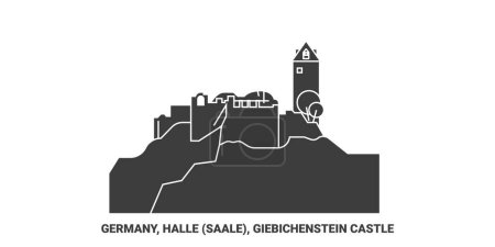 Ilustración de Alemania, Halle Saale, Giebichenstein Castillo de viaje hito línea vector ilustración - Imagen libre de derechos