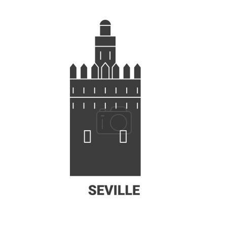 Téléchargez les illustrations : Espagne, Séville illustration vectorielle de ligne historique de voyage - en licence libre de droit