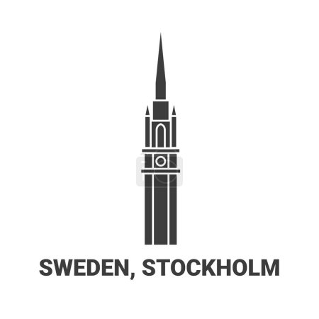 Illustration for Sweden, Stockholm travel landmark line vector illustration - Royalty Free Image