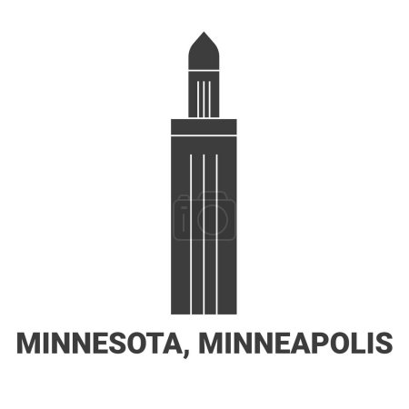Illustration for United States, Minnesota, Minneapolis travel landmark line vector illustration - Royalty Free Image