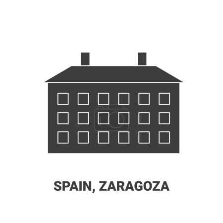 Téléchargez les illustrations : Espagne, Saragosse, illustration vectorielle de ligne de repère de voyage - en licence libre de droit