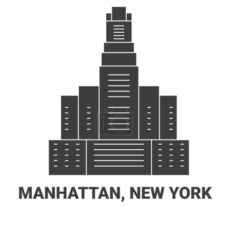 Illustration for United States, Manhattan, New York travel landmark line vector illustration - Royalty Free Image