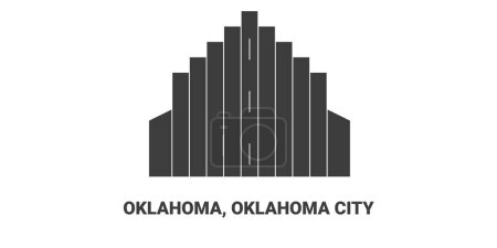 Téléchargez les illustrations : États-Unis, Oklahoma City illustration vectorielle de ligne de voyage historique - en licence libre de droit