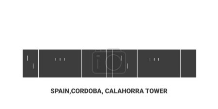 Illustration for Spain,Cordoba, Calahorra Tower, travel landmark line vector illustration - Royalty Free Image