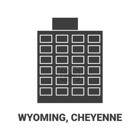 Téléchargez les illustrations : États-Unis, Wyoming, Cheyenne, illustration vectorielle de ligne de repère de voyage - en licence libre de droit