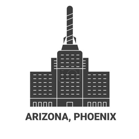 Ilustración de Estados Unidos, Arizona, Phoenix viaje hito línea vector ilustración - Imagen libre de derechos