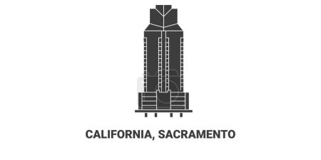 Ilustración de Estados Unidos, California, Sacramento viaje hito línea vector ilustración - Imagen libre de derechos
