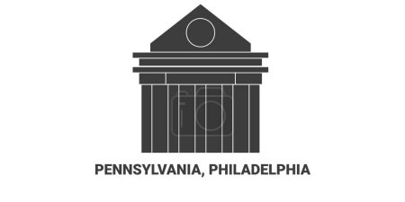 Illustration for United States, Pennsylvania, Philadelphia travel landmark line vector illustration - Royalty Free Image